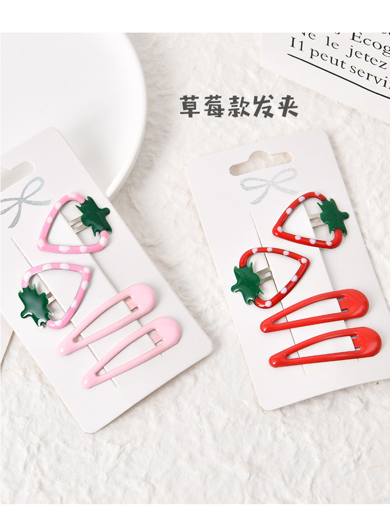 Haarspangen Haarclips Erdbeere rot oder rosa Set