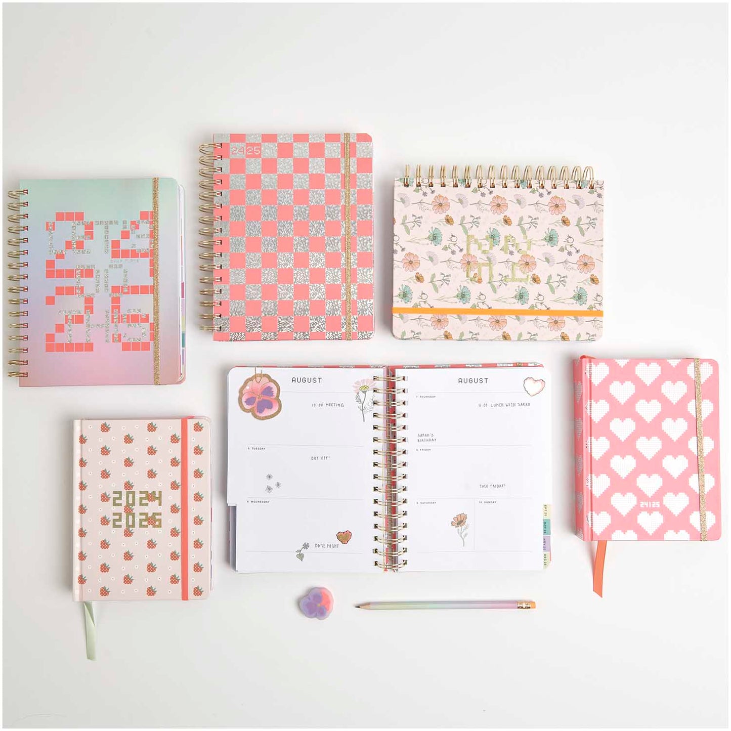Jahresplaner im Erdbeer-Design journaling 2024/2025