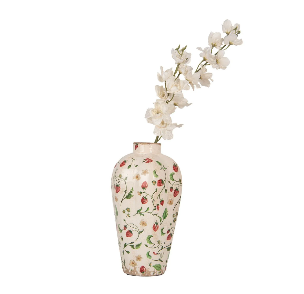 Clayre & Eef Vase Keramik Beige Rot Ø 17x29 cm Landhausstil
