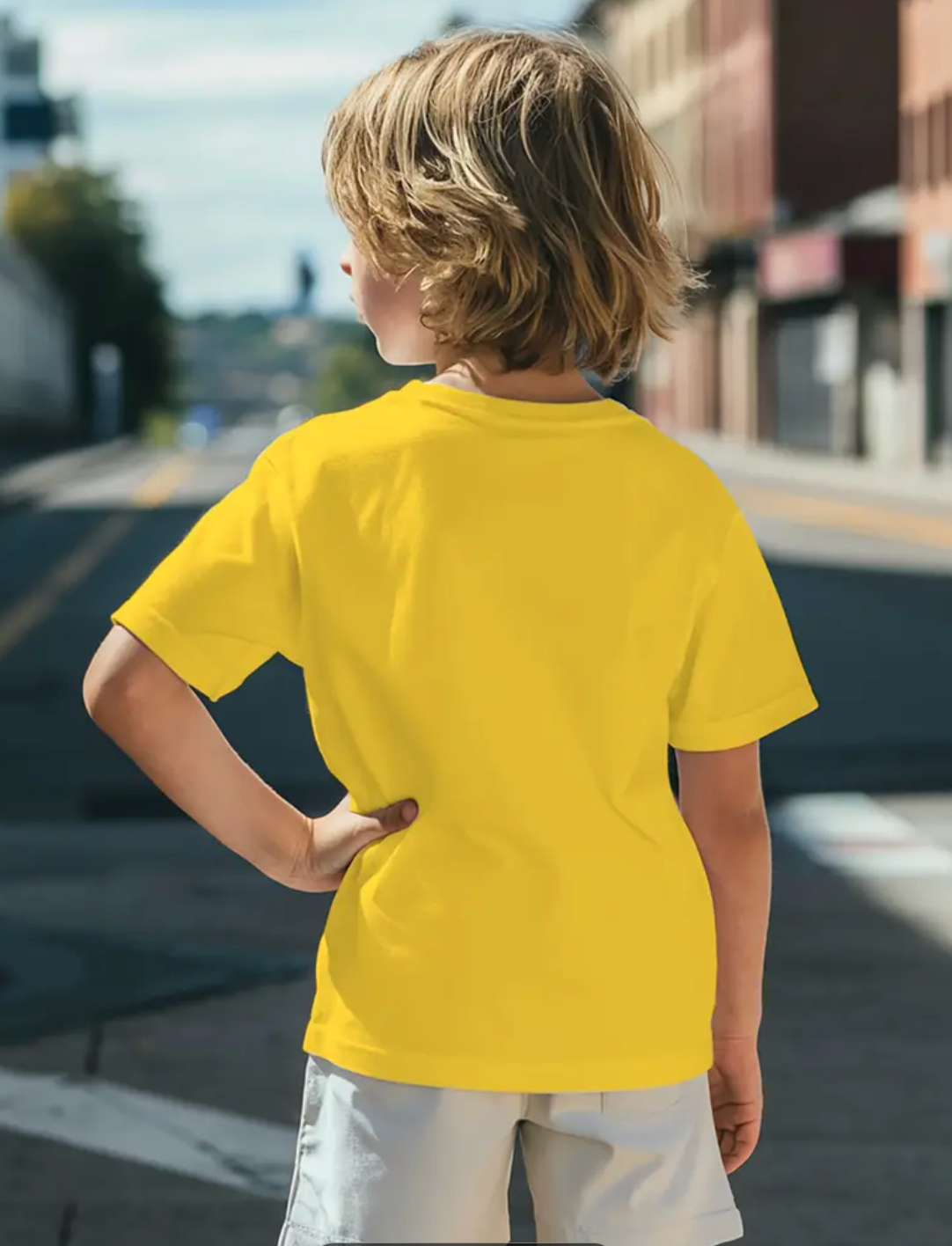 Kinder T-Shirt Baumwolle mit cooler Erdbeere gelb