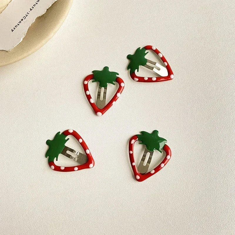 Haarspangen Haarclips Erdbeere rot oder rosa Set