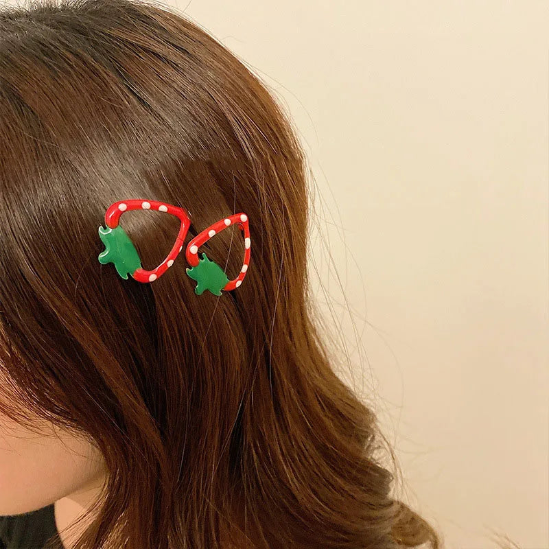 Haarspangen Haarclips Erdbeere rot oder rosa Set