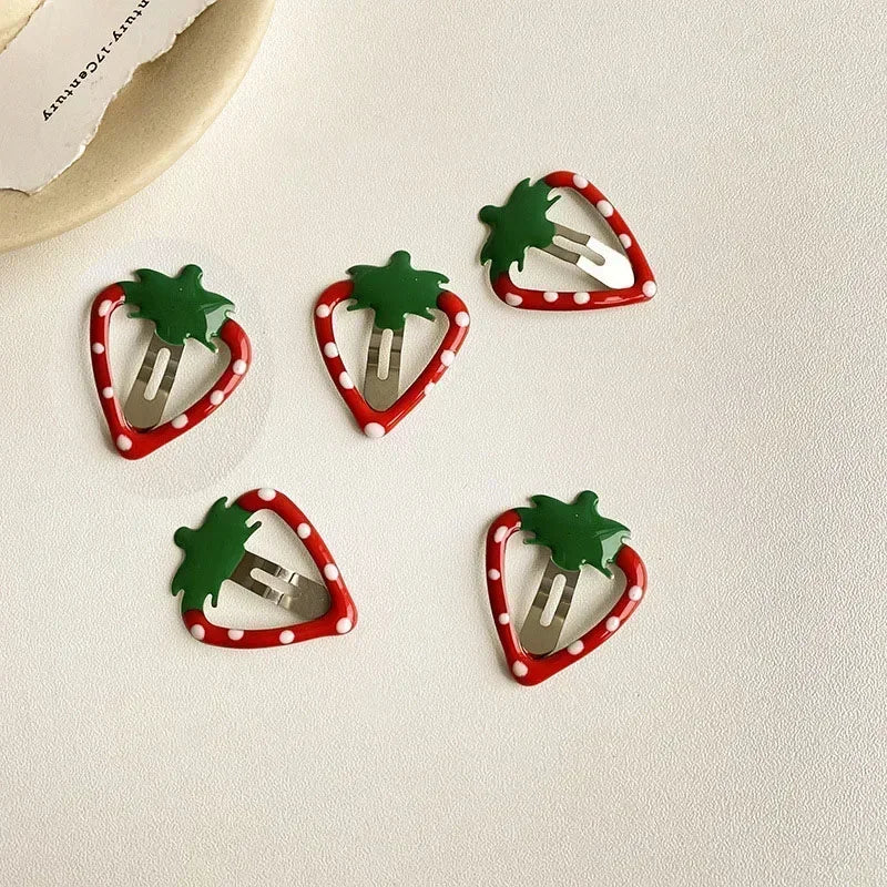 Haarspangen Haarclips Erdbeere rot oder rosa Set