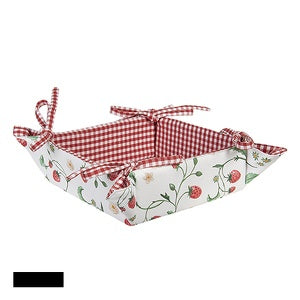 Brotkorb 35x35 cm Weiß Rot Baumwolle Erdbeeren Küchengeschenk