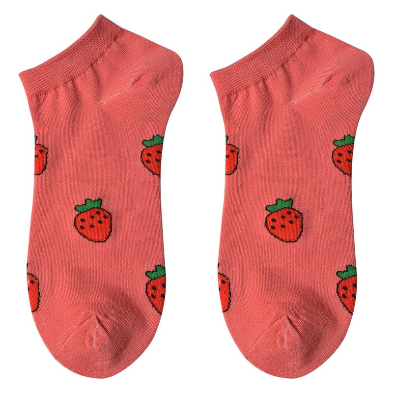 Lustige Socken one size Rot Polyester Erdbeeren