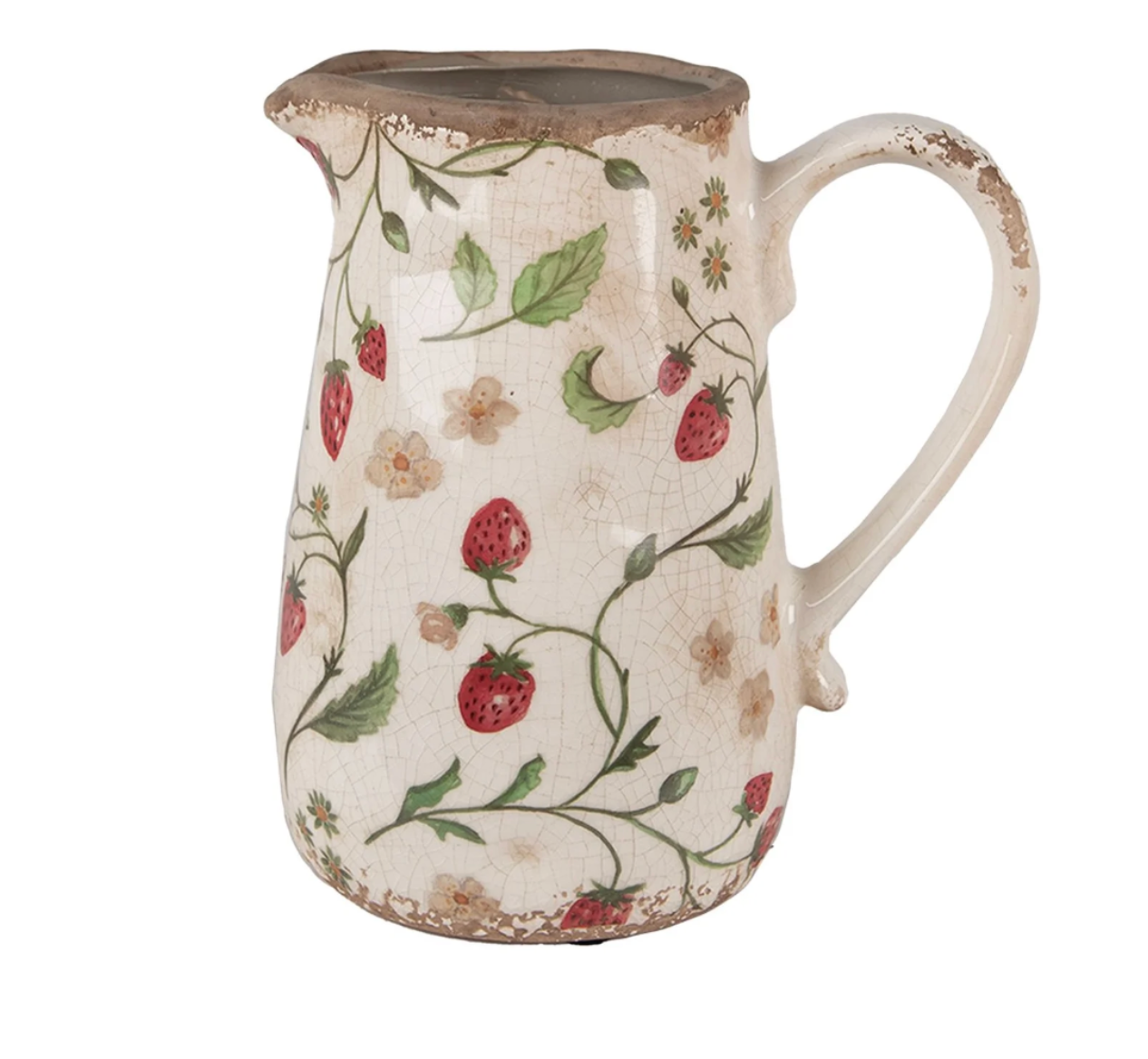 Clayre & Eef Dekorativer Krug Beige Rot 17x12x18 cm