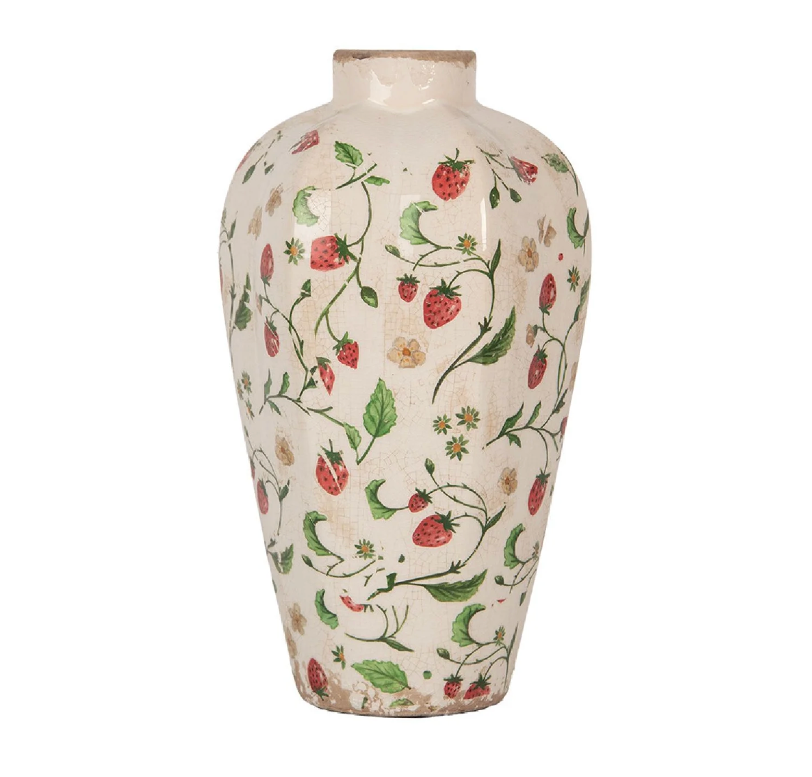Clayre & Eef Vase Keramik Beige Rot Ø 17x29 cm Landhausstil