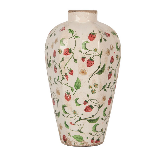 Clayre & Eef Vase Keramik Beige Rot Ø 17x29 cm Landhausstil
