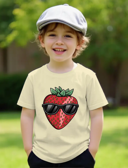 Kinder T-Shirt Baumwolle mit cooler Erdbeere