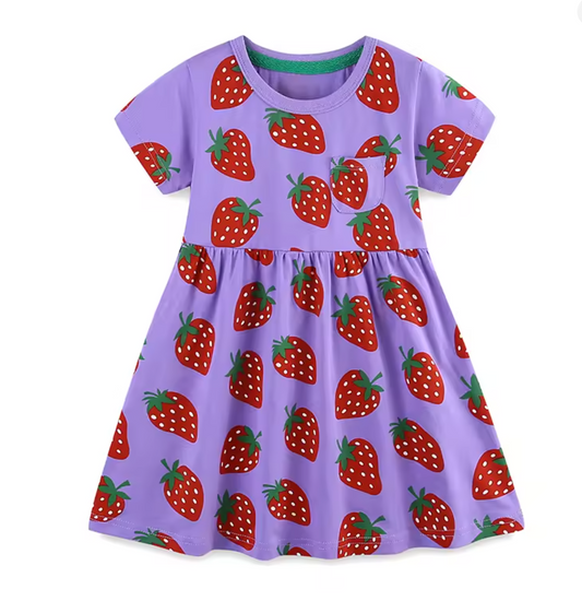 Baumwollkleid Erdbeere für Kinder