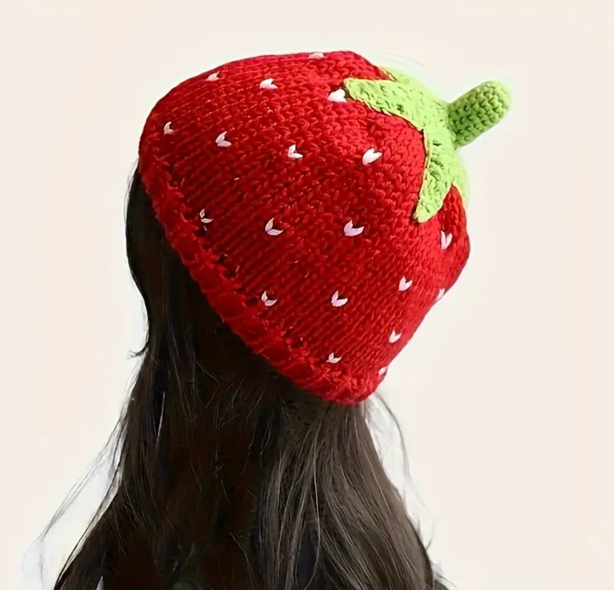 handgestrickte Mütze Erdbeer Beanie