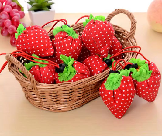 Einkaufstasche mit Erdbeer-Anhänger, faltbar, Oxford, faltbar, Erdbeer-Einkaufstasche, wiederverwendbare Organizer-Tasche, Handtasche, Umhängetasche