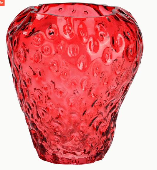 Vase „Erdbeere“ aus Glas – Rot – 15 × 16 × 15 cm