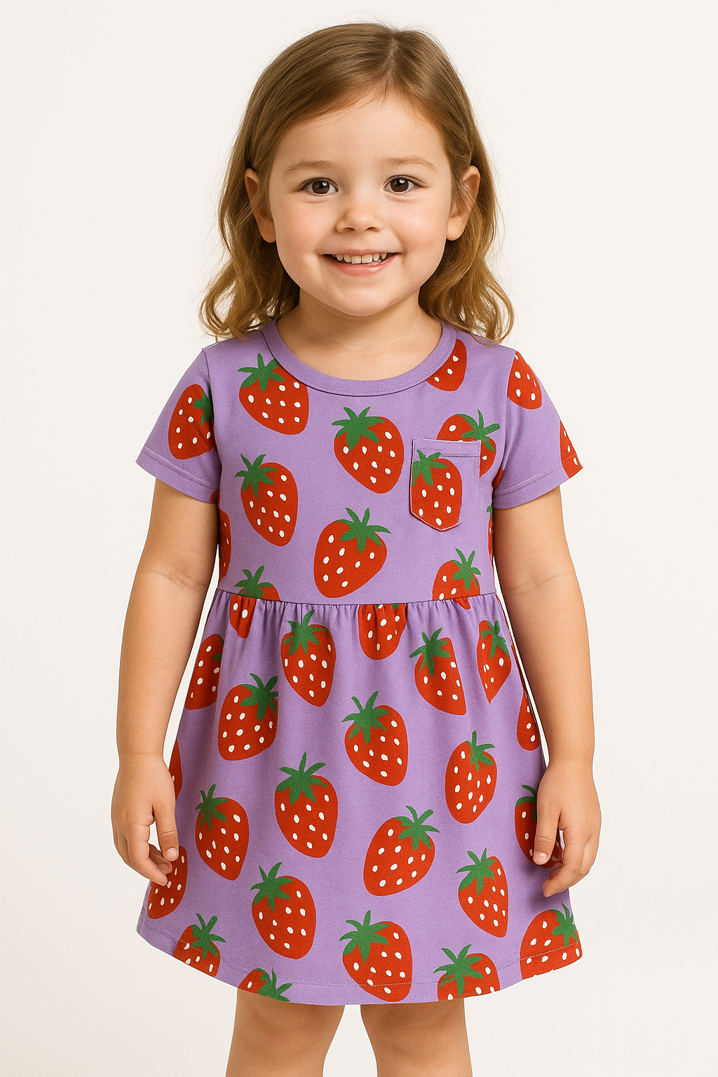 Baumwollkleid Erdbeere für Kinder