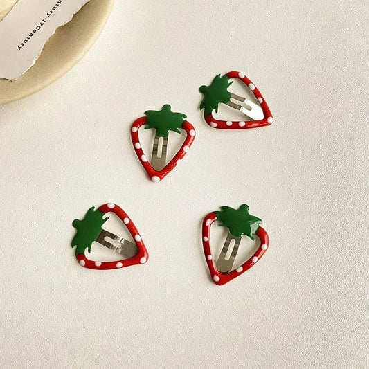 Haarspangen Haarclips Erdbeere rot oder rosa Set