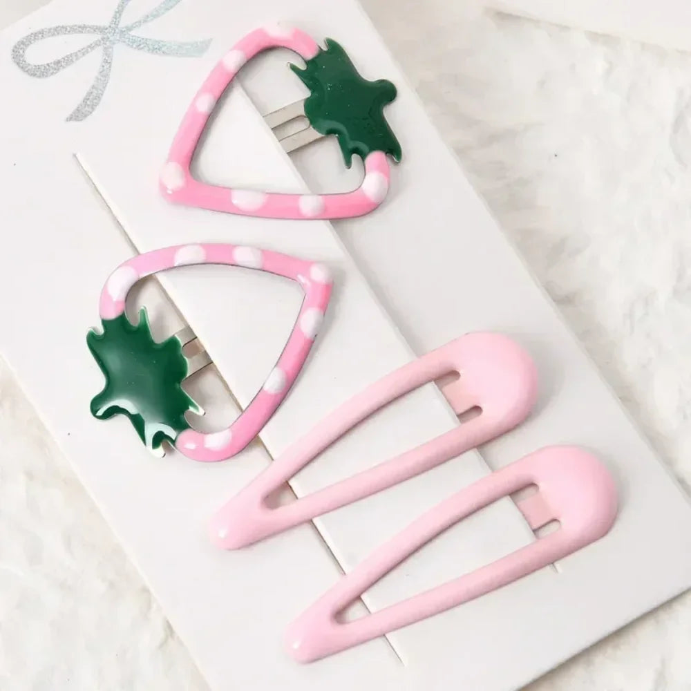Haarspangen Haarclips Erdbeere rot oder rosa Set