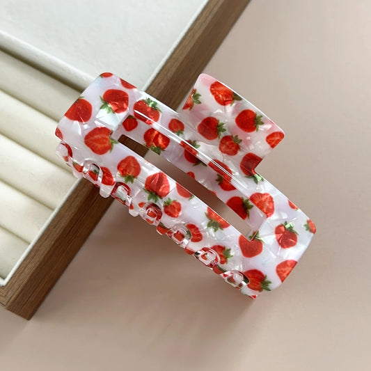 Haarclaw mit Erdbeer-Muster – hochwertiger Haarclip im Frucht-Design Haarklammer