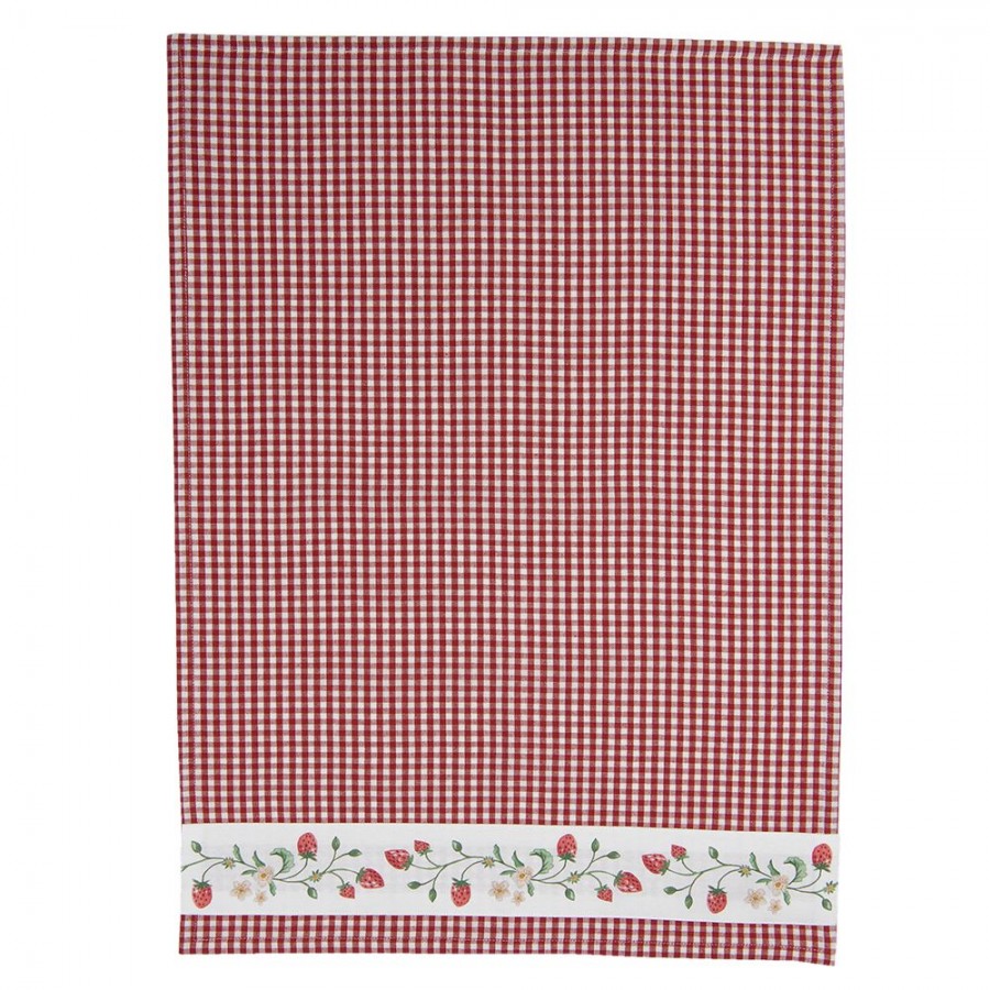 Clayre & Eef Geschirrtuch Erdbeeren – 100% Baumwolle