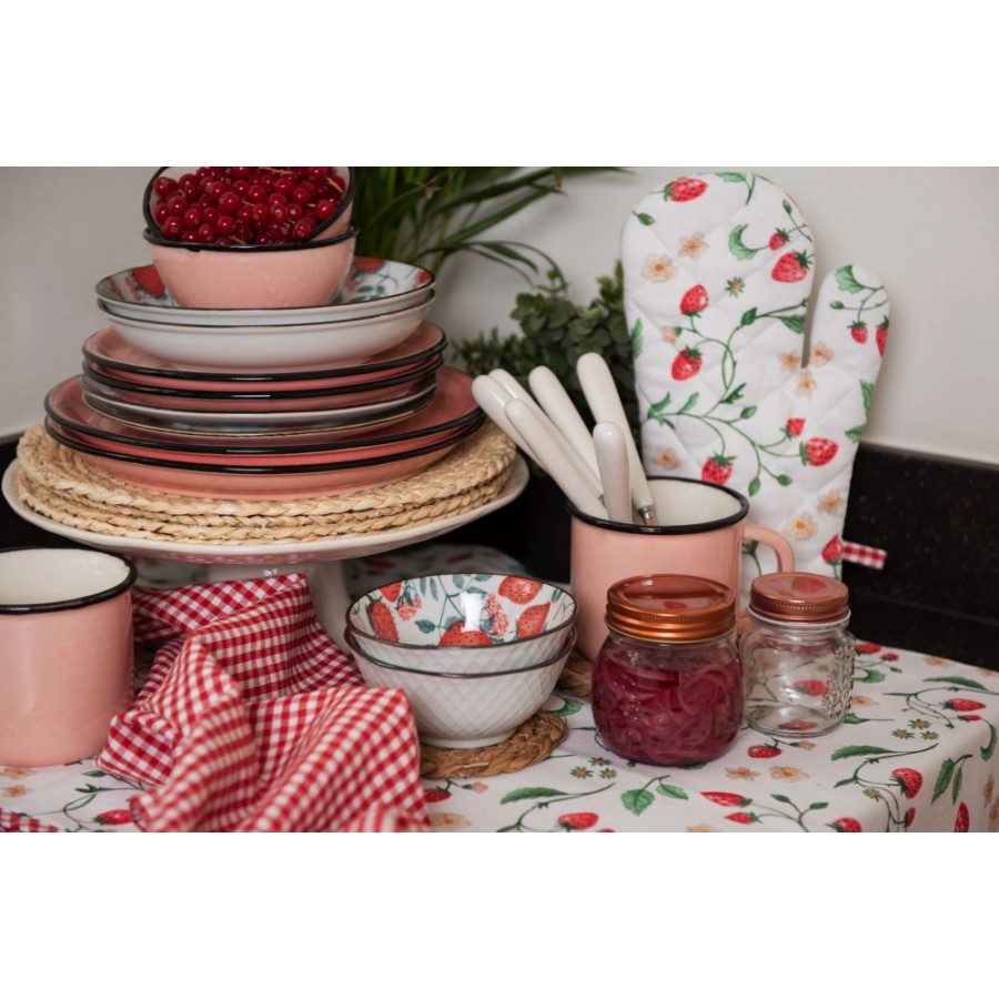 Clayre & Eef Geschirrtuch Erdbeeren – 100% Baumwolle