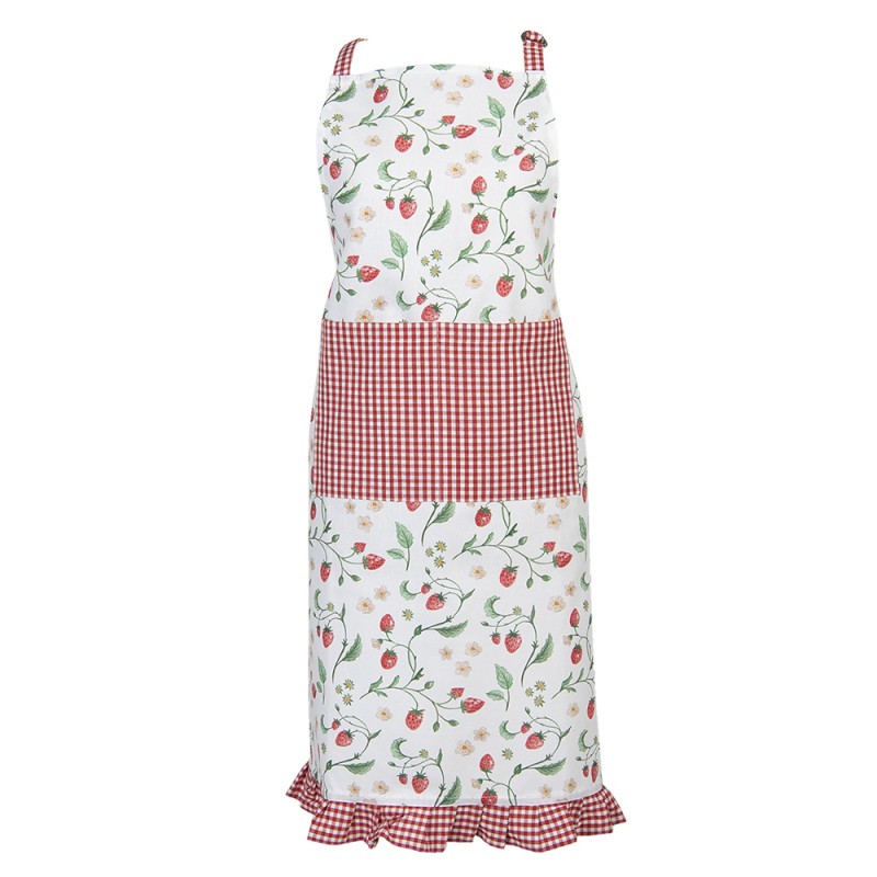 Küchenschürze 70x85 cm Weiß Rot Baumwolle Erdbeeren BBQ-Schürze