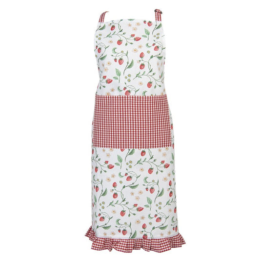 Küchenschürze 70x85 cm Weiß Rot Baumwolle Erdbeeren BBQ-Schürze