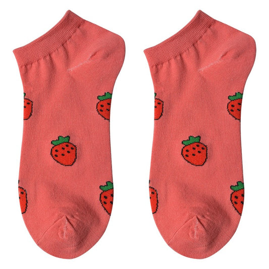 Lustige Socken one size Rot Polyester Erdbeeren