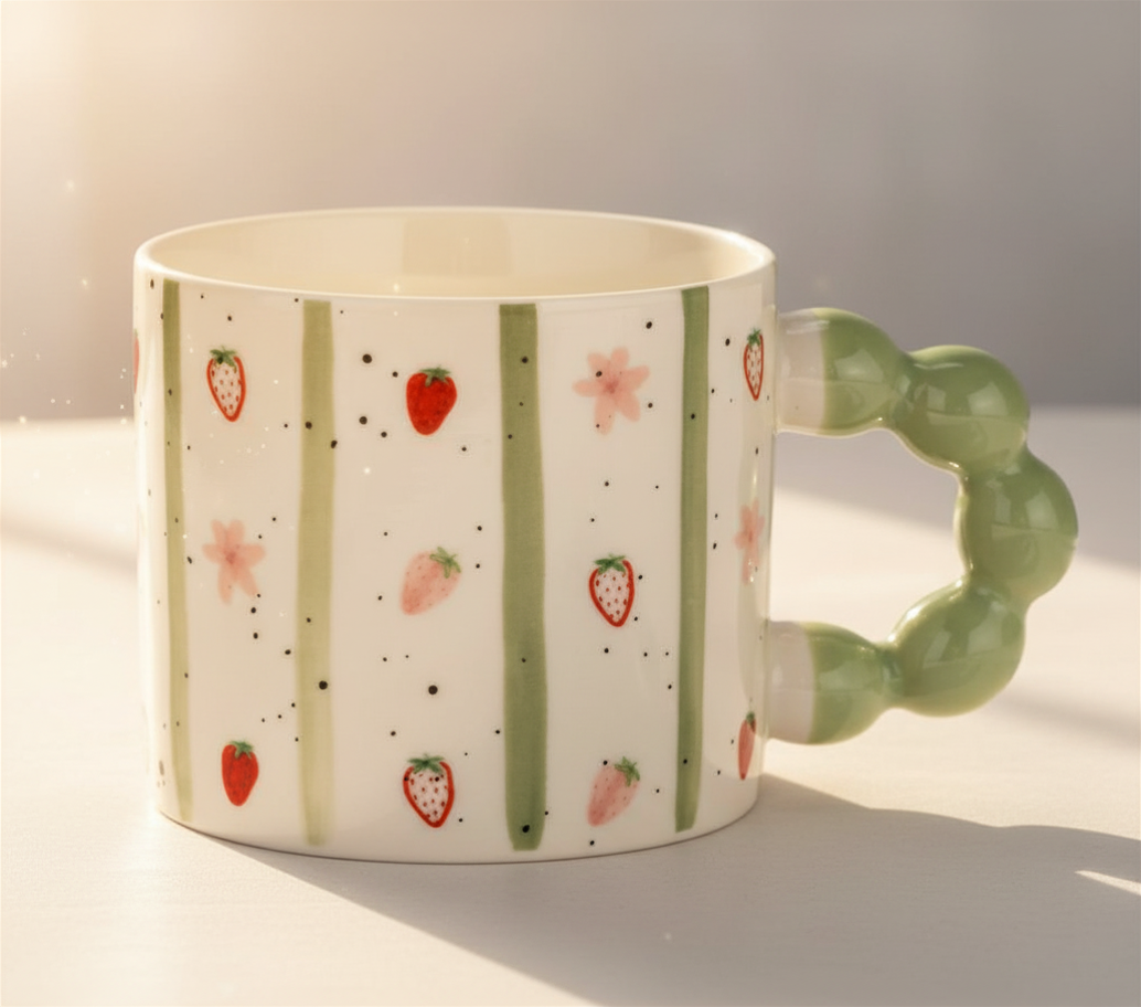 Becher mit Erdbeer-Dekor